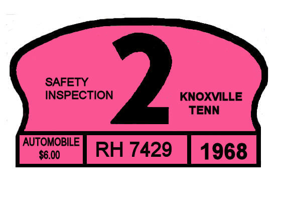 1968 Tennessee INSPECTION Sticker